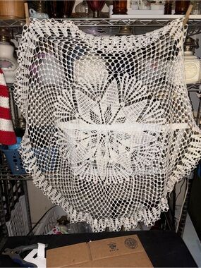Handmade Crochet Doily Table Accent in Cream